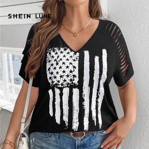 SHEIN Black and White Graphic Tee